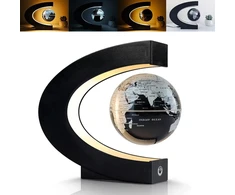Cocosy Plaukiojantis gaublys magnetinis C formos plaukiojantis gaublys su Led lemputėmis namų biuro stalo dekoravimui dovana (juodas, gaublys 8,5 cm)