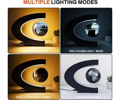 Cocosy Plaukiojantis gaublys magnetinis C formos plaukiojantis gaublys su Led lemputėmis namų biuro stalo dekoravimui dovana (juodas, gaublys 8,5 cm)