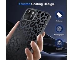 Coiwxmoi magnetinis telefono dėklas, skirtas iphone 14/iphone 13 6.1 colio, suderinamas su magsafe, estetiškas leopardų rašto permatomas mergaičių dėklas, matinis pc plonas tpu smūgiams atsparus apsauginis dangtelis