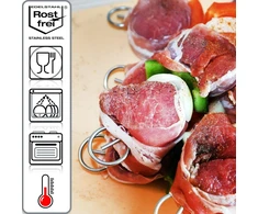 Com-four® 32 vnt. nerūdijančio plieno iešmai, 22 cm, ilgi mėsos iešmai, aukščiausios kokybės iešmai, daržovių iešmai rinkinyje Bbq, kepsninei, mėsai, kebabams ir daržovėms (22 cm - 32 vnt.)