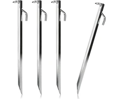 Com-four® 4 x dideli plieniniai palapinės kuoliukai su v profiliu ir žiedu - tvirti kuoliukai apsaugai nuo audros - žemės inkarai - batuto tvirtinimas - tento apsauga, apie 38 cm