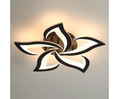 Comely Led lubinis šviestuvas svetainei 60 cm 60 W 6750 Lm Led lempos, modernaus žiedlapio dizaino šviestuvai svetainei, virtuvei, miegamajam, valgomajam, 3000 K šilta balta šviesa, juodas