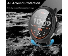 Conapika dėklas, skirtas Amazfit Active 2 su grūdintu stiklu, 2 vnt., pilnas padengimas, smūgiams atsparus Tpu stiklo apsauginis dėklas, itin plona ekrano apsauga, įbrėžimams atsparus apsauginis dėklas, juodas +