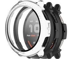 Conapika dėklas, skirtas Amazfit Active 2 su grūdintu stiklu, 2 vnt., pilnas padengimas, smūgiams atsparus Tpu stiklo apsauginis dėklas, itin plona ekrano apsauga, įbrėžimams atsparus apsauginis dėklas, juodas +