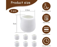 Connection baltas porcelianinis pieno ąsotėlis, mažas 50 ml keramikinis pieno ąsotėlis be rankenos, mini ąsotėlis grietinėlei, pienui, padažams, kavinėms, virtuvei, biurui, barui