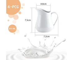 Connection pieno ąselių rinkinys, 4 vnt., porcelianas, balta, 80 ml, mažas pieno ąsotis, keramikinis ąsotis su rankena, mini ąsotis grietinėlei, pieno ąsotis kavai, kapučino, latte menui, padažams, kavinei, virtuvei, biurui, barui