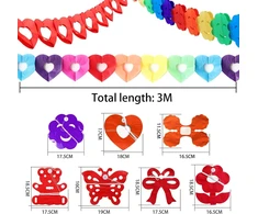Connection spalvinga girlianda popierinė dekoracija 7 dalys keturlapių dobilų girliandų vakarėlio dekoracijų rinkinys popierinės girliandos spalvingos pakabinamos vakarėlio girliandos vestuvėms karnavalui gimtadienio girlianda