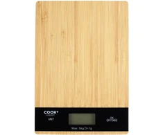 Cook Concept Ku6613 elektroninės virtuvinės svarstyklės, skaitmeninės, stačiakampės, 5kg, medinės, bambukinės, smėlio ir juodos spalvos, H2 x 15 x 21,5 cm