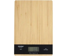 Cook Concept Ku6613 elektroninės virtuvinės svarstyklės, skaitmeninės, stačiakampės, 5kg, medinės, bambukinės, smėlio ir juodos spalvos, H2 x 15 x 21,5 cm