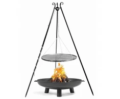 Cook King Cookking Grilis ant trikojo, skirtas sodui, juodas plienas, 80 cm + lauko židinys Bali 80 cm