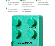 Coolmusic C-cs01 kompresoriaus pedalas, gitaros kompresijos efektas elektrinei gitarai ir bosui, true bypass