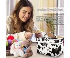 Coopay 61 dalių nėrimo rinkinys pradedantiesiems, pakabinamas nėrimo rinkinys su vilna, krepšys, nėrimo reikmenys, ergonomiški nėrimo vąšeliai su gumine rankena, nėrimo vąšeliai nėriniams, nešiojamas nėrimo rinkinys pradedantiesiems