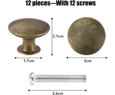 Coptiner, 12 vnt., vintažinės spintelių rankenėlės, 30 mm stalčių rankenėlės, baldų rankenėlės, stalčių rankenos, antikvarinės žalvario virtuvės rankenos, apvalios baldų durų rankenėlės komodai