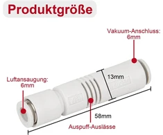 Cozeri Zu05s Pneumatinis išstūmėjas, galingas, 6 mm vieno prisilietimo vamzdžio tipo pneumatinis vakuuminis generatorius, vamzdinis vakuumas, didelis vakuumo našumas, kompaktiškas ir patikimas pneumatinėms sistemoms
