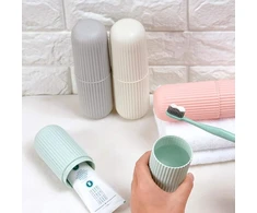 Cozlly 3 dantų šepetėlių dėklų rinkinys kelionėms, dantų šepetėlių puodelis, nešiojamas, plastikinis dantų šepetėlių laikiklis, burnos skalavimo skysčio puodelis, dantų šepetėlių laikymo dėžutė, dantų šepetėlių dėklas kelionėms, stovyklavimui, lauke, balt