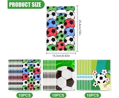 Cozlly 30 futbolo gimtadienio dovanų maišelių vakarėliui pakuotė, daugiafunkciniai futbolo tematikos saldainių maišeliai, plastikiniai futbolo dovanų maišeliai, vakarėlio maišeliai, futbolo maišeliai gimtadieniui
