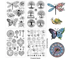 Craspire 4 stilių tarot gyvybės medis drugelis skaidrus guminis antspaudas retro permatomas silikoninis antspaudas skirtas žurnalų kortelių gamybai "pasidaryk pats" scrapbooking rankų darbo nuotraukų albumui sąsiuviniui