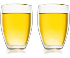 Creano termostiklinės su dvigubomis sienelėmis 250 ml, 2 vnt. rinkinys, didelės karščiui atsparios borosilikatinio stiklo stiklinės (dg-hoch)