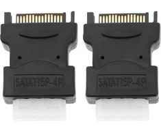 Create idea 2 vnt. 4 kontaktų female ide molex į sata 15 kontaktų male adapteris konverteris molex į sata maitinimo šaltinio priedai, skirti power hdd/ssd/dvd rw/kietajam diskui