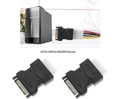 Create idea 2 vnt. 4 kontaktų female ide molex į sata 15 kontaktų male adapteris konverteris molex į sata maitinimo šaltinio priedai, skirti power hdd/ssd/dvd rw/kietajam diskui