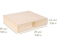 Creative Deco medinė dėžutė su dangteliu, atminimo dėžutė, 29 x 25 x 6.5 cm, dėžutė su užraktu, laikymo dėžutė, medinė dėžutė, žaislų dėžė, nedažyta dėžutė be rankenų, idealiai tinka vertybėms ir žaislams