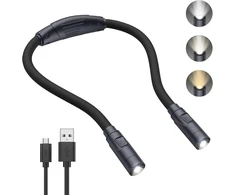 Criacr kaklo skaitymo lempa knygai, 3 spalvos ir reguliuojamas ryškumas, led knygos lempa, įkraunama usb led pakabinama lempa skaitymui, mezgimui, stovyklavimui, bėgiojimui, remontui