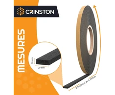 Crinston ® lipni sandarinimo juosta durims ir langams, 20 x 10 mm, 2 ritiniai po 4 m, iš viso 8 m, Epdm korėta guma, garso izoliacija, vandeniui atsparus guminis sandariklis, sandarinimo juosta, juoda