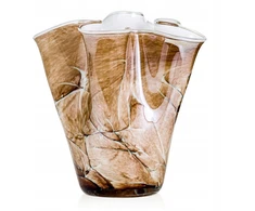 Crystalite Bohemia Stiklinė vaza gėlėms su banguotu kraštu "wstążka/chusta" 20cm spalvota