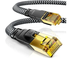 Csl - 15 m, Cat 7 tinklo kabelis, plokščias, 40 Gbits - medvilninis apvalkalas - Lan kabelis, patch kabelis, duomenų kabelis - Cat.7 Gigabit Rj45 Ethernet kabelis - 10000 Mbits greitis - plokščias kabelis - instaliacinis kabelis