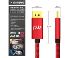 Csl 8k Displayport kabelis 2m, Dp 1.4, 7680x4320 60hz, 3840x2160 120hz