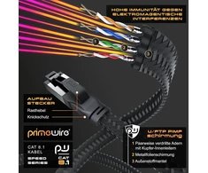 Csl Cat 8.1 tinklo kabelis 7.5m, plokščias, 40 Gbps, su medvilnės apvalkalu