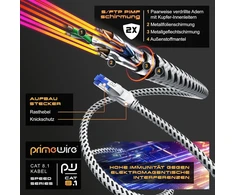 Csl Cat.8 tinklo kabelis 40 Gbps, medvilninis apvalkalas, Rj45