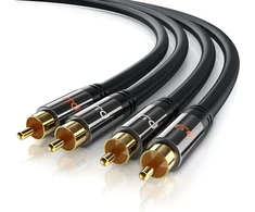 Csl-computer Rca garso kabelis, 1m, 2x Rca į 2x Rca, metalinis kištukas