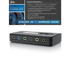 Csl - išorinė usb garso plokštė, 7.1 erdvinis garsas, usb audio stereo adapteris, išorinė garso plokštė, skirta pc, windows