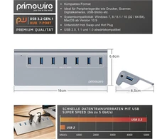Csl Usb 3.2 Gen2 7 prievadų centras, 10 Gbps, su maitinimo adapteriu