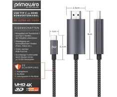 Csl - usb c į hdmi kabelis 4k 60hz - 1m - hdtv 4k kabelis - hdr - usb type c į hdmi 2.0