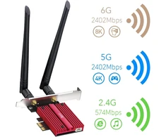 Cudy Ax5400 Wifi 6e Pcie kortelė, bluetooth 5.2, ax210 modulis viduje, 802.11ax/ac/a/b/g/n, windows 10/11 64-bit