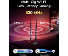 Cudy Wifi 7 We9300s Pcie Wifi plokštė kompiuteriui, 6 Ghz trijų dažnių belaidis adapteris, Intel Be200 lustų rinkinys, Bluetooth 5.4, didelio stiprinimo antena, lengvas montavimas