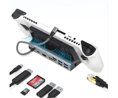 Cuifati steam deck dokas, skirtas rog ally – 10 viename dvigubas ventiliatoriaus dokas – 2 x usb 3.0, 3 x usb 2.0, hdmi 4k@60hz rj45, atminties kortelė, atminties kortelė, 100w pd prievadas