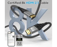 Cuszwee hdmi kabelis, hdmi 2.1 ultra kabelis 48 gbps didelės spartos 8k @ 60hz 4k @ 120hz 7680p earc hdcp 2.2 &amp; 2.3 dts:x dinaminis hdr dolby atmos suderinamas su ps5/4/3, hdtv, ethernet, XBOX series x/s, pc