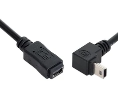 Cy 480mbps mini usb 5 kontaktų kištukas į mini usb 5 kontaktų lizdą prailginimo kabelis 90 laipsnių kampu žemyn 20cm
