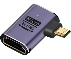 Cy 8k kabelis su kampu micro hdmi male į hdmi 2.1 female uhd prailginimo aukso konverterio adapteris palaiko 8k 60hz hdtv