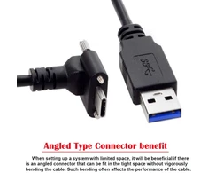 Cy 90 laipsnių žemyn nukreiptas kampinis užsukamas usb-c į usb 3.0 duomenų 5 gbps kabelis type c vr kamerai nešiojamam kompiuteriui (120 cm)