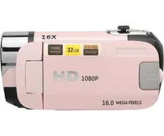 D90 1080p 16mp sukamasis ekranas vaizdo kamera 16x priartinimas Hd vaizdo įrašymo įrenginys su papildomu apšvietimu fotografijai, kelionėms, vestuvėms (rožinė)