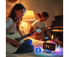 Kompiuterio kolonėlės Da Light bluetooth garsiakalbis su naktine lempute ir belaidžiu įkrovikliu, pritemdoma jutiklinė naktinė lempa su 5 šviesos režimais, muzikos grotuvas ir belaidžio įkrovimo stotelė, moterims ir vyrams