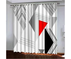Daesar užuolaidos su žiedais svetainei modernios pilkos baltos raudonos juodos geometrinės 3d užuolaidos langų vaikų kambariui 214 x 214 cm miegamojo užuolaidos nepermatomas 2 vnt. rinkinys