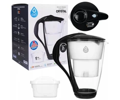 Dafi Crystal Led stiklinis filtras 2l su 3 Unimax filtrais, juodas