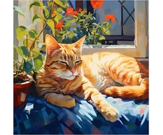 Daisen Art Skaičius Katė Piešimas suaugusiems Gyvūnai „pasidaryk pats“ Akriliniai dažai suaugusiems Pradedantiesiems Skaičiai Linksmas piešimas 40x40cm