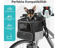 Daistern šuns dviračio krepšelis iki 4kg su vairo adapteriu, kurio skersmuo 80 mm, šuns krepšelis dviračiui, priekinė kuprinė, krepšys ant peties, automobilinė kėdutė su keliais tinklelio langais, vandeniui atspari sėdynės pagalvėlė, tinkamas