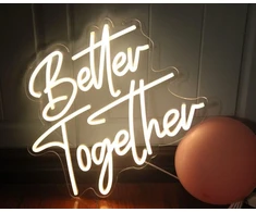 Dakabuka Better Together šiltai baltos spalvos led neoninės vestuvių dekoracijos nuotakoms, sienų dekoracijos, sužadėtuvėms, jubiliejams, su reguliuojamu jungikliu, 5v, maitinamas usb (33 x 30 cm)